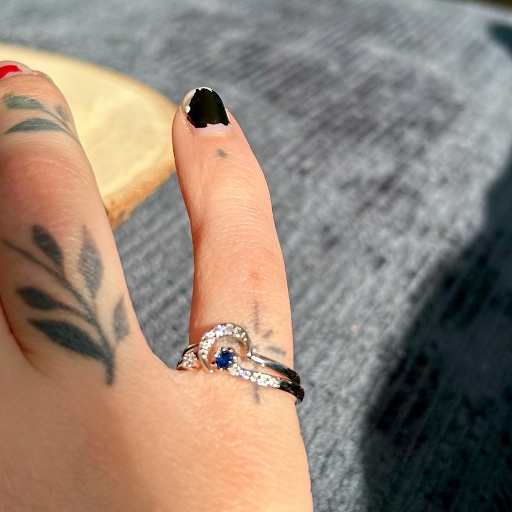 Mythical Celestial Astrological Crescent Moon & Star Ring Set Duo Adjustable - Picture 3 of 3
